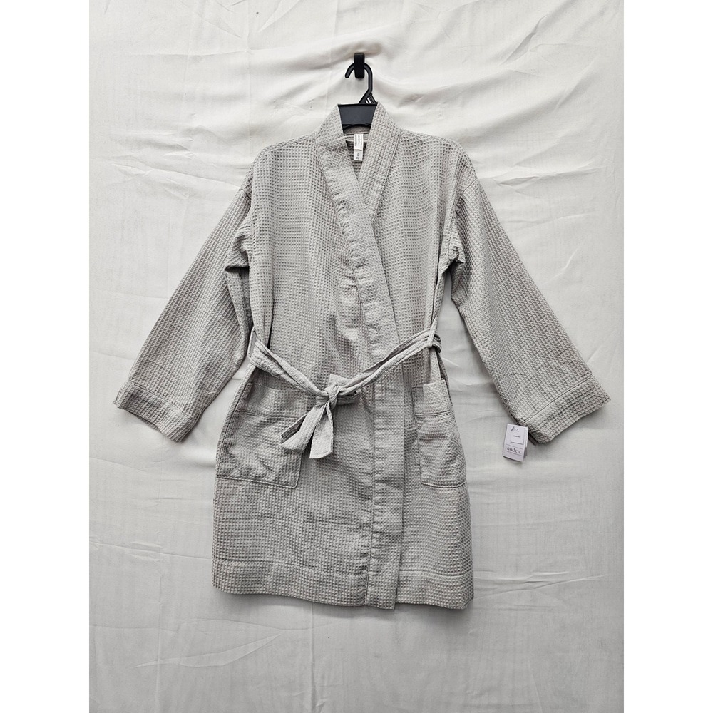 Auden Womens Waffle Robe Gray Cotton Blend Casual Size XS/S
